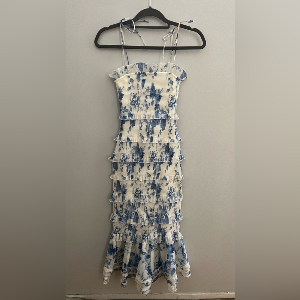 V. Chapman Geranium Dress in Provencal Blue Floral (00)